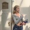 Women's Spicy Girl Retro Grey V-neck Long Sleeve Bodycon Cardigan