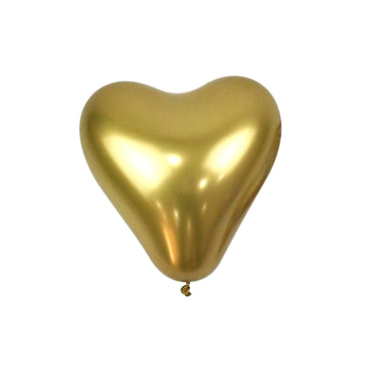 Valentine‘s Day Balloons Metallic Gold Heart Chrome Balloons for Wedding Party Decor Thickened Latex Balloon Set