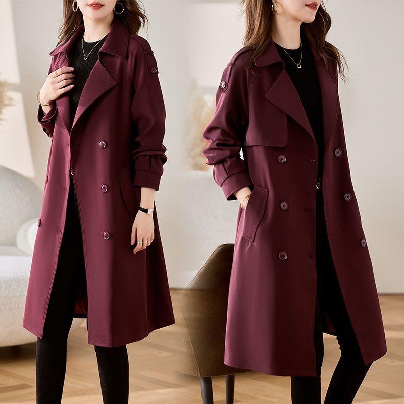 Fashion Spring Slim Long Windbreaker Coat Women Chic Overcoat