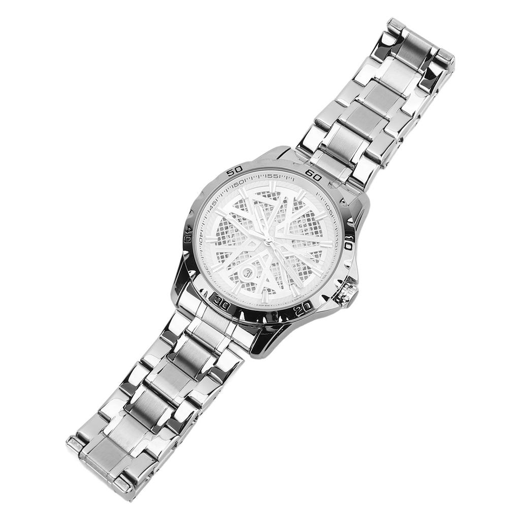 Men Wrist Watch Quartz Movement Zinc Alloy Bezel Stainless Steel Belt Waterproof Analog Display