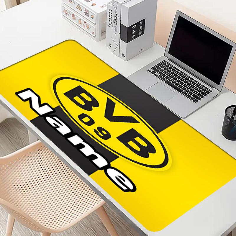 Custom Name Personalized Borussia Dortmund Pattern Mousepad, Laptop PC Desk Mat, Decorative Desk Mat for Home Keyboard Pad Gift