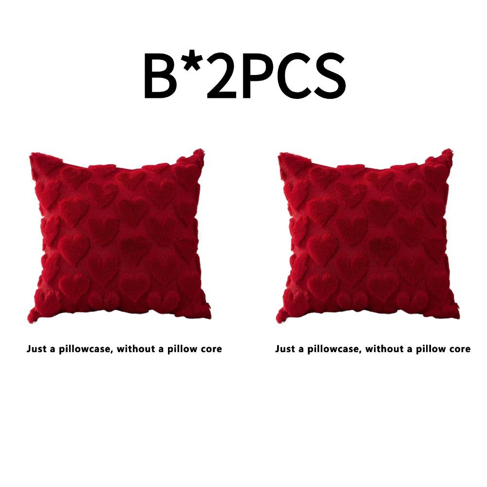 Valentine's Day Plush Pillow Cover ONLY Heart Pattern Pillow Cover Creative Holiday Plush Pillowcase for Living Room Bedroom NEW