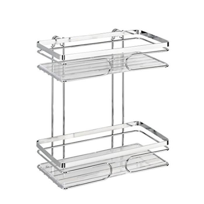 Etagère murale - WENKO - Premium - Acier inox brillant - 2 paniers - Fixation sans perçage