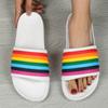 Women Rainbow Thick Sole Summer Beach Slides Bathroom Anti-Slip Slipper Soft Sandals Fashion Flip-Flops Ultra-Light Letter Shoe
