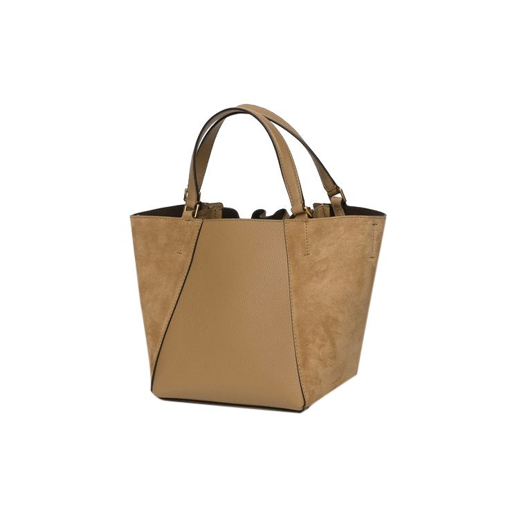 Tory Burch Tb McGraw Tunnelzug Wildleder Eimer-Tote Einkaufs-Crossbody-Handtasche Mittelgroß Damen-Tote Tiramisu-Braun 88135-227