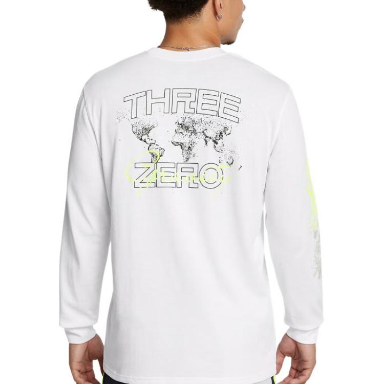 Under Armour Curry Letter Pattern Sports Crew Neck Pullover Long Sleeve T-Shirt Men Tops White 1387109-100