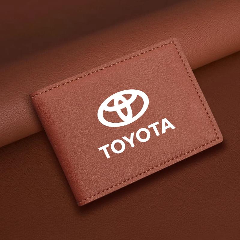 Leather Car Driver License Holder Cover For Toyota Corolla Yaris Aygo Prius CHR Camry Auris Avensis Land Cruiser Prado Keyring