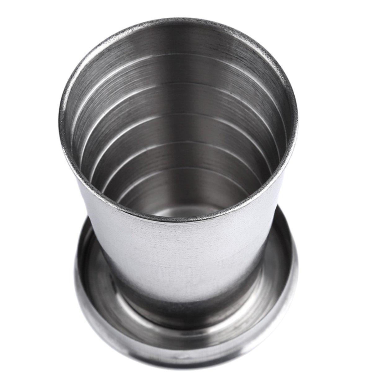 Stainless Steel Mini Travel Retractable Cup Keychain Telescopic Camping