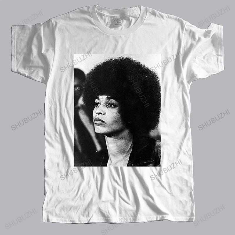 Vendita Calda Maglietta Unisex di Marca Moda Cotone Angela Davis Leopardo Nero Divertente Alta Qualità Top Magliette Per Ragazzi Regali