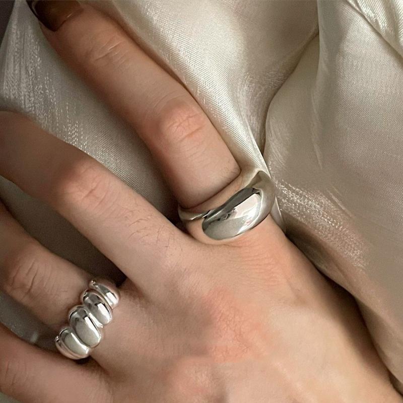 Sterling Silver Trend Arched Wide Ring For Female Geometry Punk Design Jewelry Asymmetric Gift Dropshipping