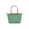 Longchamp Le Pliage Solid Logo Snap Zipper Foldable Nylon Canvas Dumpling Tote Shopping Shoulder Bag Medium Women Tote Sage-Green 2605089P84