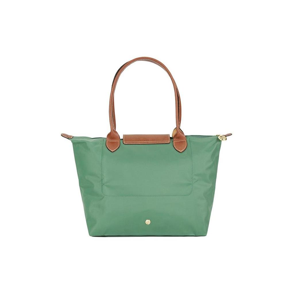 Longchamp Le Pliage Solid Logo Snap Zipper Foldable Nylon Canvas Dumpling Tote Shopping Shoulder Bag Medium Women Tote Sage-Green 2605089P84