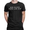Gott segne Papst Leo XIV. Herren-T-Shirt mit Kardinal Robert Prevost Motiv, Kurzarm, Rundhalsausschnitt, Baumwolle, Geschenkidee