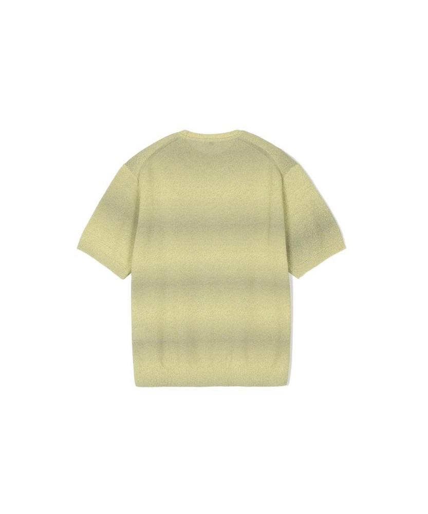 NOTIG Cotton Blend Space Dyed Short Sleeve Knit Yellow_Oks3Swts102Y1