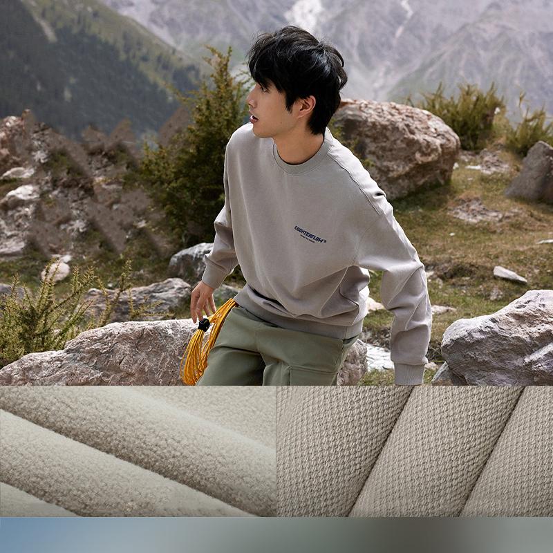 Li-Ning CF Adventure Series Bold Fun Wild Letter Print Sports Fleece Pullover Sweatshirt Unisex sweatshirt Stone-Grey AWDTB05-6