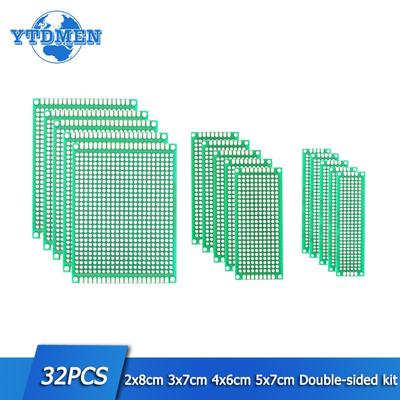 32 PIEZAS Placa de Circuito Impreso Doble Cara Placa de Prototipos Placas de Circuito Universales 2x8cm 3x7cm 4x6cm 5x7cm Cada una 8 piezas Kit Electrónico DIY