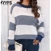 Women's Fashion Casual Fall Winter Stripe Print Long Sleeve O-Neck Sweaters
