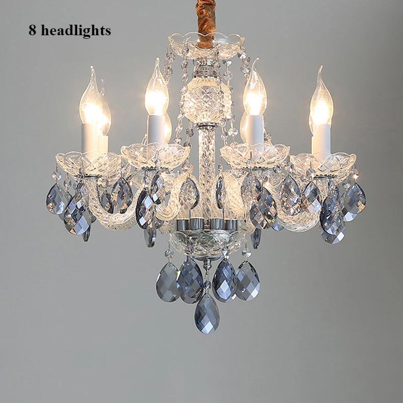 

Стиль Гостиная Хрустальная Золотая Люстра Белая Простая Атмосфера Спальня Свеча Подвесной Светильник Синие Огни 8 headlights синий