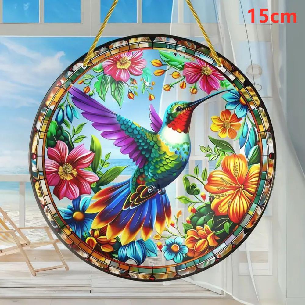 Acrylic Colorful Hummingbird Sun Catcher Rainbow Bird Wind Chimes Crafts Hanging Decor For All Seasons Home Garden Ornament