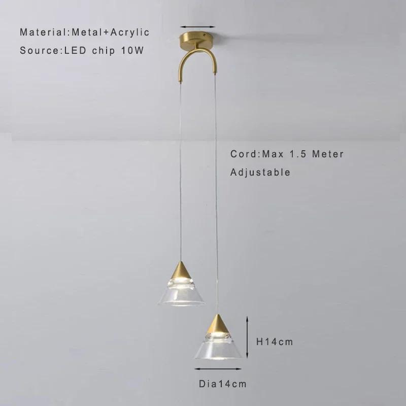 

Industrial Pendant Light Fixtures Gold Finish Kitchen Ceiling Lights Crystal Shade Led Chandelier Lustre Christmas Decor Lamp cool white 6000K