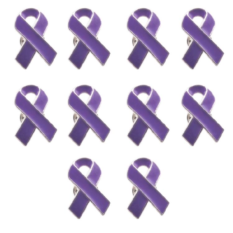 

10pcs Elegant Ribbon Brooch Pin Breast Cancers Awareness Pin Health Awareness Pins Alloy Corsage Ribbon Lapel Pins фіолетовий
