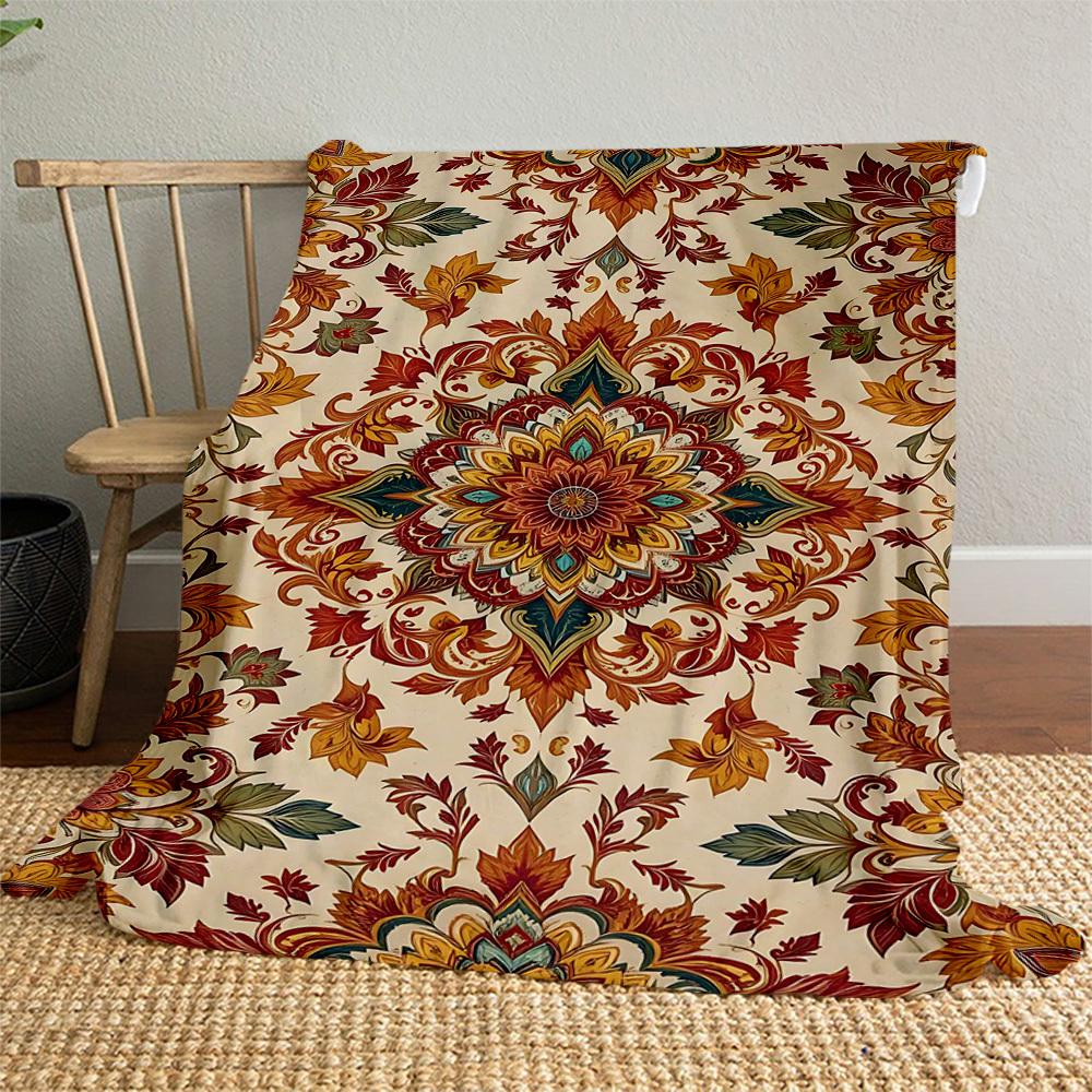 1PC floral patternOutdoor Flannel Blanket - Soft Plush Decor for Picnics, camping, Bedroom, Playroom, Office, or Lunch Break 1245A