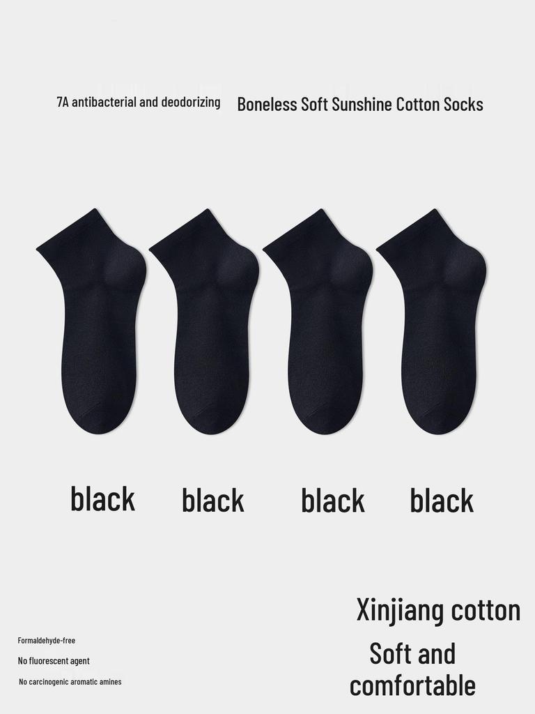 Women's Mid-Calf Summer Socks: Thin, Pure Cotton, Anti-Odor, Boneless, Postpartum, Black or White