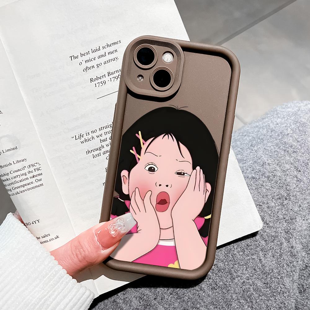 For iPhone 16 15 14 13 12 11 Pro Max XS Max XR X SE 8 7 Cartoon Beautiful Pink Clothing Girl Pattern Soft Silicone Full Lens Protect Phone Case