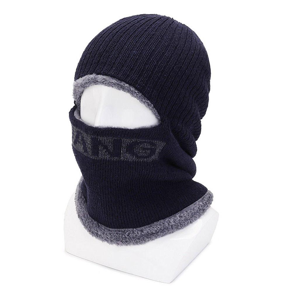 Fleece Neck Scarf Cap Soft Balaclava Winter Knitted Hat  Men Women
