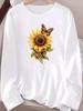(Asian Size) style flower autumn winter Graphic Tee spring o-neck Print T Shirt Casual Clothing Women Fashion Top Long Sleeve T-shirts