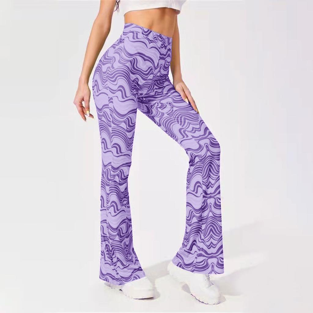 Women's Spring And Corrugated Yoga Leisure Elastic Waist Flared Pants