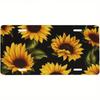 Sunflower Floral License Plate Frame, Waterproof Aluminum Front Bumper Tag Cover, Universal 5.9x11.8in, Stylish Fade-Resistant Exterior Accessory