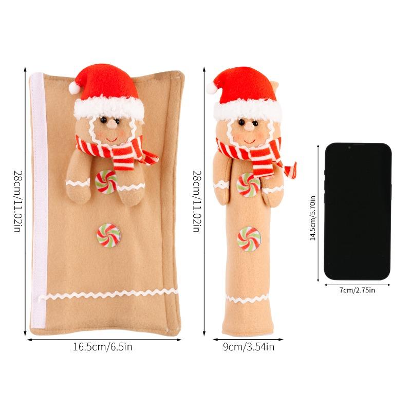 JUSTINLAU Christmas Gingerbread Man Cabinet Handle Protector Set  Anti-Slip Wear-Resistant Cover Xmas Decoration for Drawer