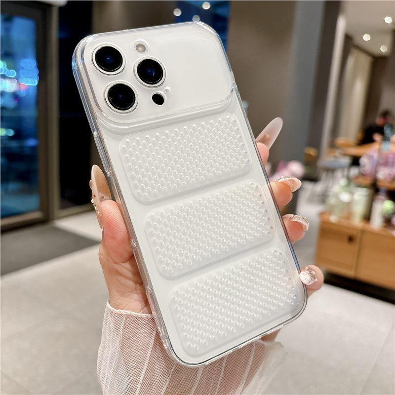 Applicable To Apple 17ProMax Mobile Phone Case Ice Through Heat Dissipation iPhone16 Cellular Mesh TPU Hollow 15 Soft Cover