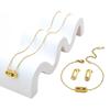 Gold-Plated Titanium Steel Jewelry Set: Necklace, Bracelet, Earrings with Geometric Zirconia - Luxurious and Versatile for Women