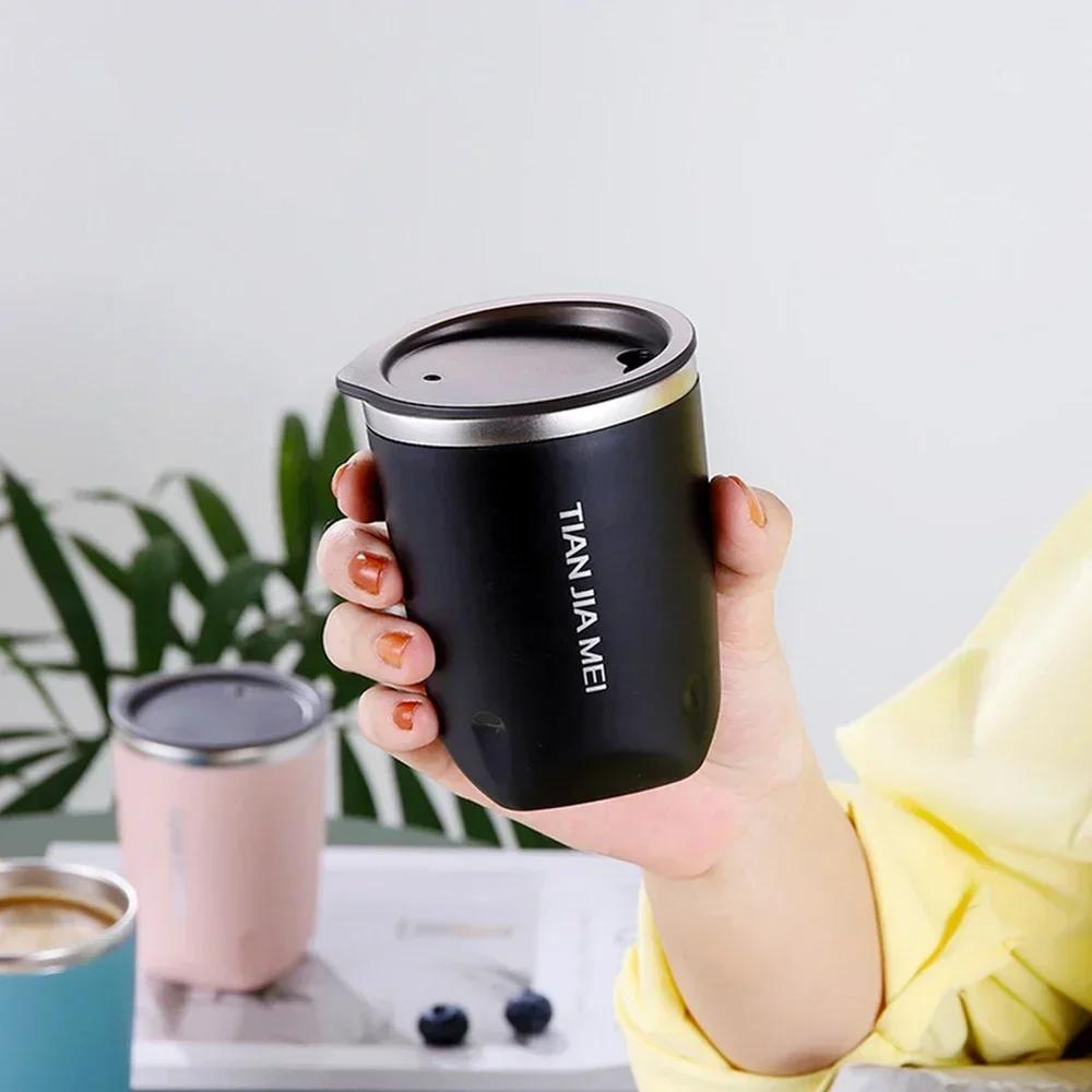 300ml 304 Stainless Steel Coffee Cup Mug With Lid Insulated Coffee Mug Double Wall Coffee Tumbler Heat-resistant Drinkware