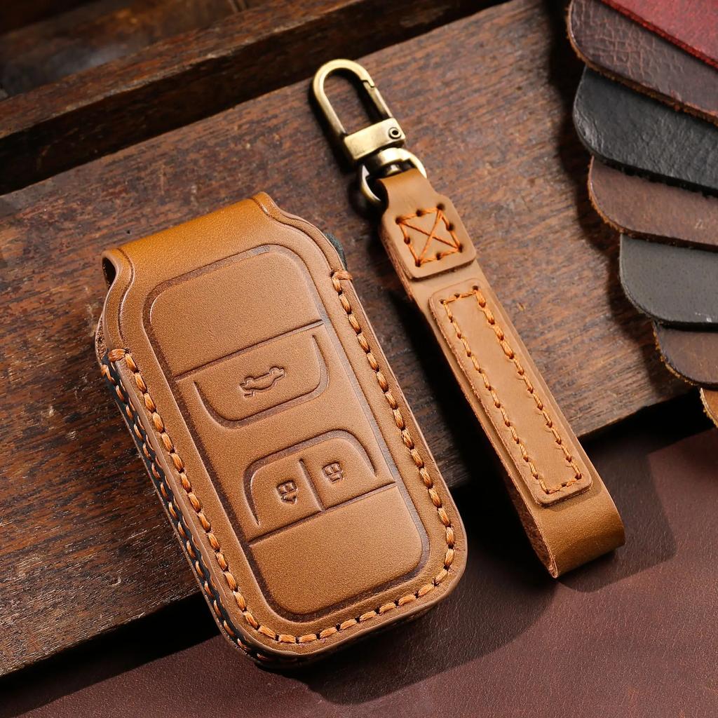 Genuine Leather Auto Key Fob Cover Case Fit For Chery Auto Tiggo 3 5X 4 8 Glx 7 Arrizo Fit For Cheri Tiggo 8 Auto Auto Accessories