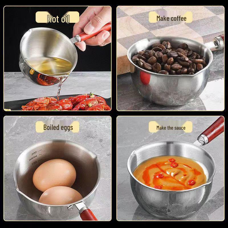 Stainless Steel Mini Oil Pouring Pot with Spoon - Splash-Proof & Multifunctional