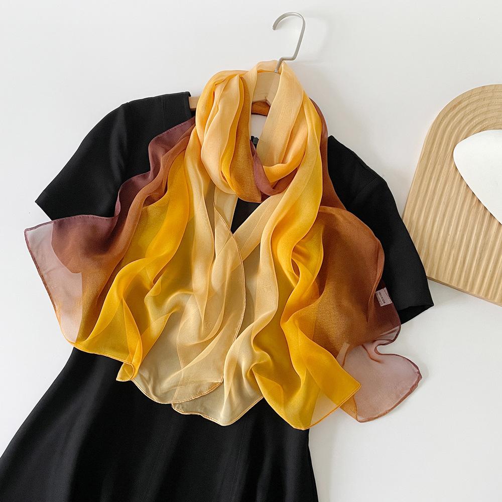 Spring And Summer Satin Long Scarf For Women Sunscreen Shawl Fashionable Beauty Scene Satin Long Scarf Versatile Travel Scarf