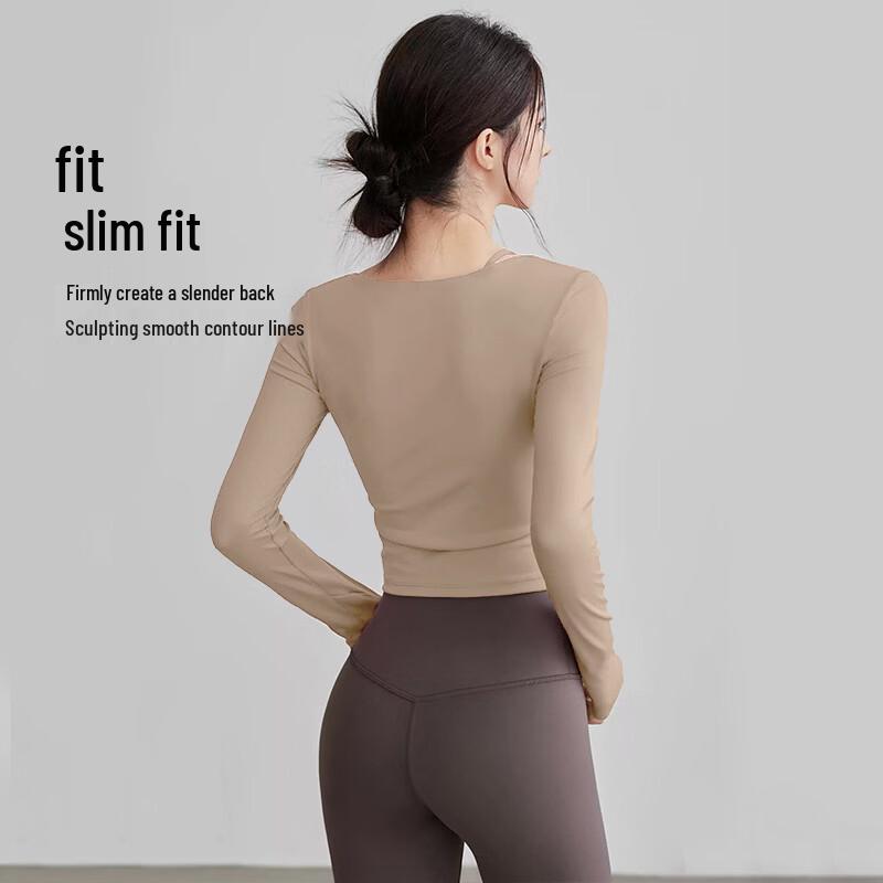 Youyou Women's Long-Sleeve Slim-Fit Yoga & Sports Top J35014XY
