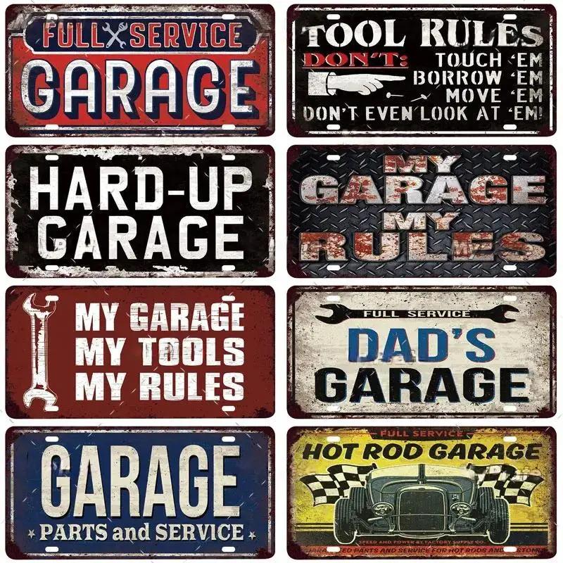 FJ Vintage Garage Metal Signs Decor Tin Sign License Plate Decoration Man Cave Plaque Home Wall
