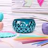 Hand Painted Gorgeous Stoneware Yarn Ball Storage Bowl with Innovative Dispensing Curl | Knitting & Crochet Accessions (Down Blue, Medium)