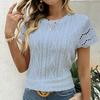 Spring/Summer European and American Fashion Women's Round Neck Hollow Short Sleeve Round Neck T-shirt Top