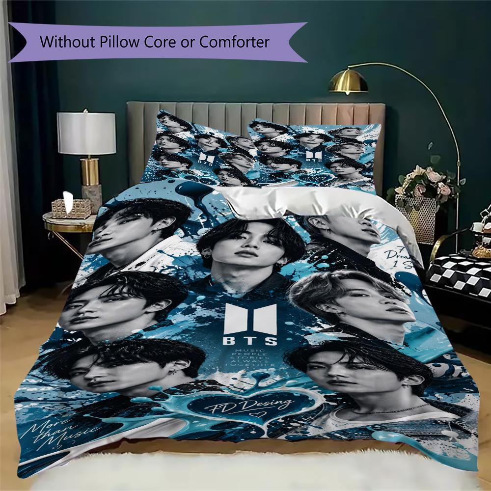 Cute Sticker Collage Threepiece Set Without Core 1 Duvet Cover 2 Pillowcase Without Core Soft And Comfortable Duvet Cover And Pillowcase