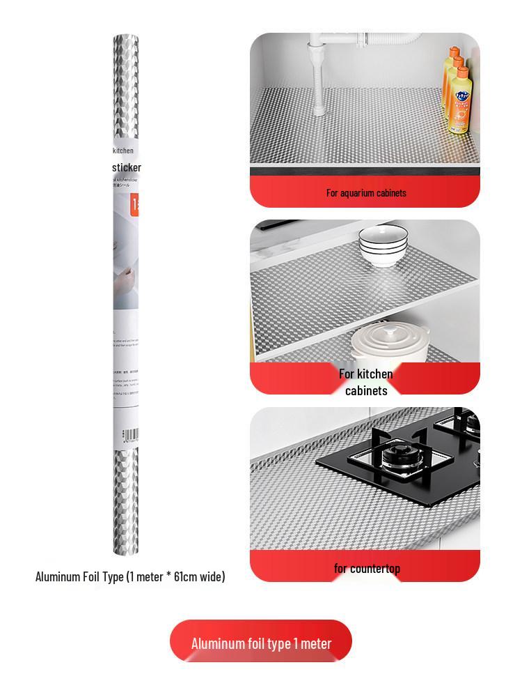 

Waterproof Mildew-Proof Aluminum Foil Kitchen Sticker: Oil-Proof Cabinet & Sink Liner