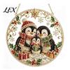 Decorative Hanging Ornaments for Home Christmas Diamond Art Ornament, 2D Acrylic Pearl Painting Seasonal Window Decorations Pattern Suncatcher,