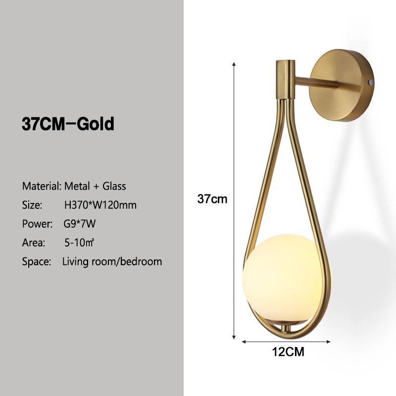 Modern Indoor LED Wall Light Glass Lampshape Copper Black Wall Sconce Suitable For Bedroom Bedside Living Room Lighting Fixture