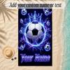 Soccer Theme Soft Beach Towel Personalized Custom Name Text Towel Portable for Beach Pool Travel