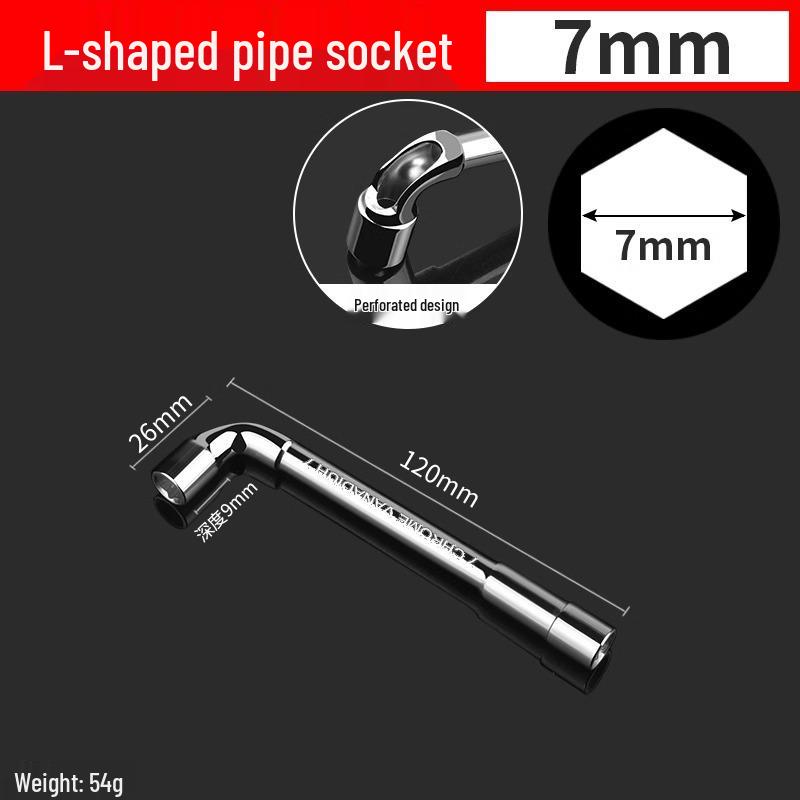 L-Shaped Hexagon Pipe Socket Wrench Tool, 7/8/10/12/14/17mm