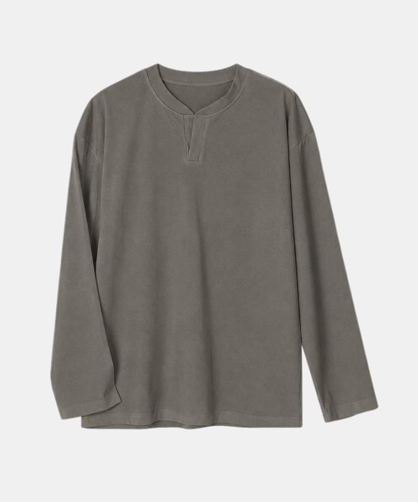 IKALOOK Daily Layered Henley Neck T-Shirt Dd1Amlt118